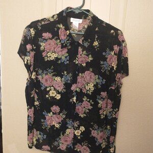 Jones New York Sport Size 16W Floral Business casual button down